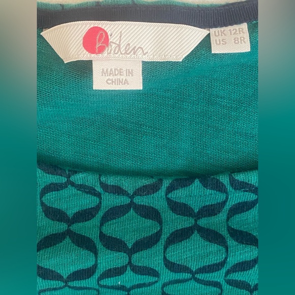 Boden Geometric Phoebe Jersey Pockets Green Blue Fit Flare Retro Mod US 8R - Picture 13 of 13